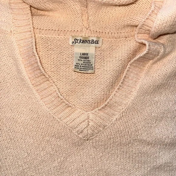 St John Bay Women’s Hooded Sweater Cream Color size L - Picture 3 of 8